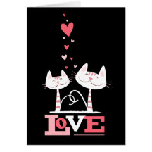 Cats in Love Cute Kitty Valentine (red inside) Cards