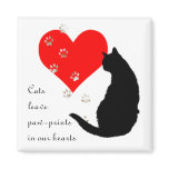Cats leave paw-prints in our hearts refrigerator magnet