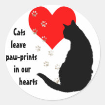 Cats leave paw-prints in our hearts stickers