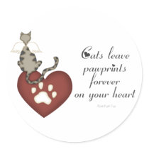 Cats Leave Pawprints On Your Heart Round Sticker