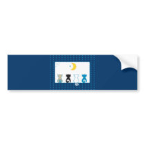 Cats Looking Moon bumper sticker