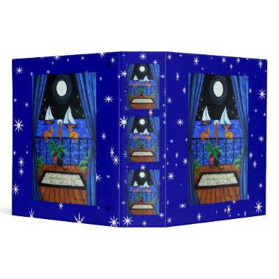 Cats Magical Night Nite Magic 3 Ring Binders by dreamlyn