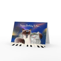 Cats Playing Piano Greeting Cards