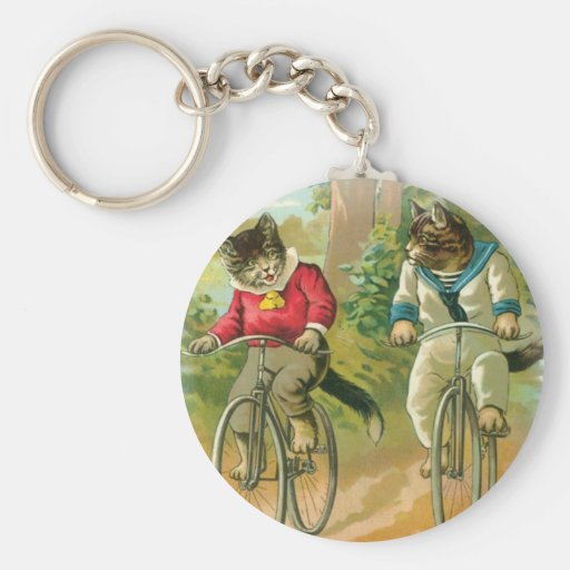 Cats Riding Bikes Keychain