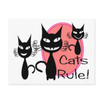 "Cats Rule!!"--Cat Lovers Gifts--Adorable Postcard