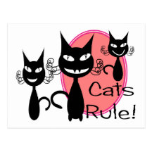 "Cats Rule!!"--Cat Lovers Gifts--Adorable Postcard