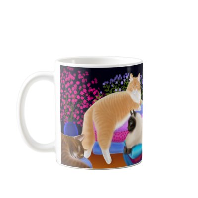 Cats Sleeping in Fresh Laundry Mug by twopurringcats