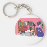 Cats Who Paint, Humourous Art of Cats Painting Key Chain