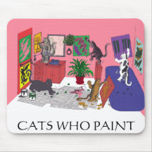 Cats Who Paint, Humourous Art of Cats Painting Mousepads