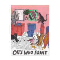 Cats Who Paint, Humourous Art of Cats Painting Postcards