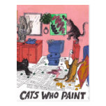 Cats Who Paint, Humourous Art of Cats Painting Postcards