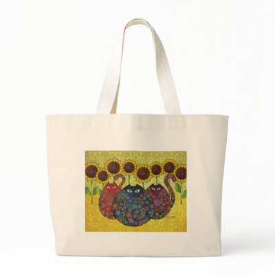 cats with sunflowers bag by sandygrafik