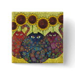 cats with sunflowers pin