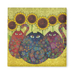 Cats With Sunflowers Fridge Magnets