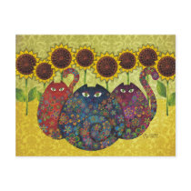 Cats With Sunflowers Postcards TBA