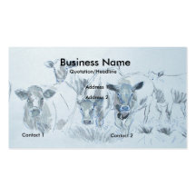 Cattle Cow Pencil Drawing Farmer Business Cards