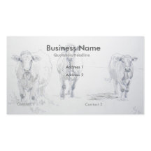 Cattle Cow Pencil Drawing Farmer Business Cards