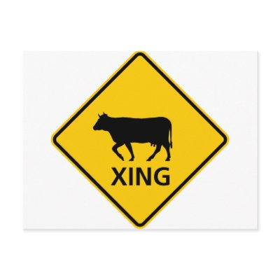 Cattle Crossing Highway Sign by wesleyowns