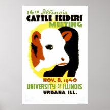 Cattle Feeders Illinois 1940 WPA Print
