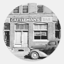 Cattleman's Bar Stockyards Omaha Nebraska Round Sticker