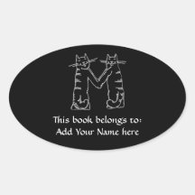 Catty Letter M Oval Stickers