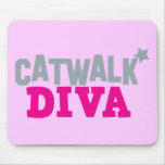 CATWALK DIVA with a cute little star Mousepads