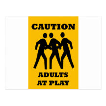 Caution Adults At Play Post Card