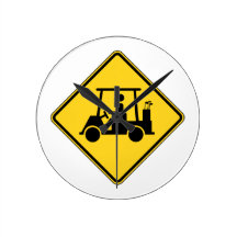 Caution Golf Cart Sign Wallclock