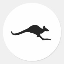 Caution Kangaroo Round Sticker