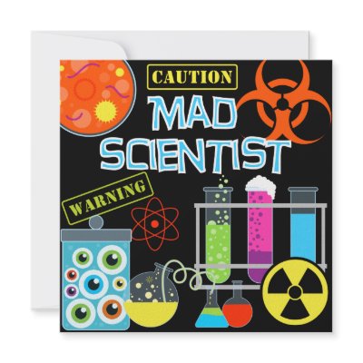 Caution Mad Scientist Birthday Party Invitation by kids_birthdays