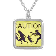 Caution Zombies Necklace