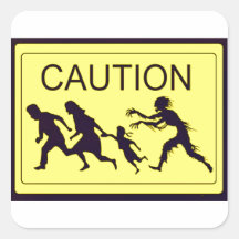 Caution Zombies Stickers