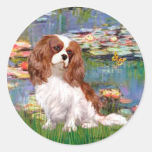 Cavalier 2 (bl) - Lilies 2 Round Sticker