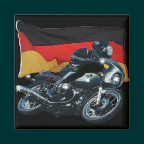 Cavalier allemand de drapeau et de motocyclette aimants