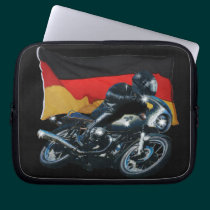 Cavalier allemand de drapeau et de motocyclette housses pour ordinateur portable