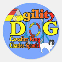 Cavalier_King_Charles_Spaniel_Agility Round Stickers