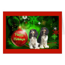 Cavalier King Charles Spaniel Christmas Card Red B