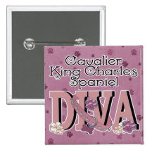 Cavalier King Charles Spaniel DIVA Pinback Button