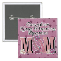 Cavalier King Charles Spaniel MOM Pinback Button