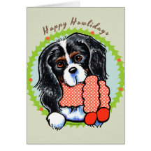 Cavalier tricolore CKCS Howlidays heureux Carte