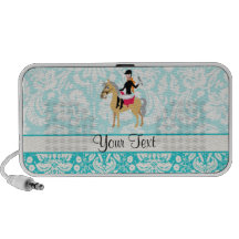 Cavalier turquoise de damassé haut-parleur de voyage