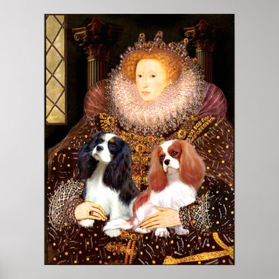 Cavaliers (2) - Queen Elizabeth Print by masterpiecedogs