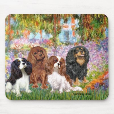 Cavaliers (4) - in Monet's Garden by masterpiecedogs
