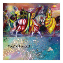 CAVALIERS PENDANT LA NUIT, étincelles de bleu Invitation