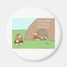caveman oog and sons hunting gathering fridge magnet