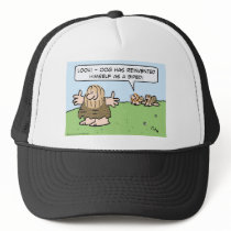 Caveman reinvents himself as a biped. mesh hats
