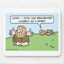 Caveman reinvents himself as a biped. mousepad
