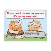 caveman resume cave wall personnel post cards