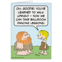 Cavemen and ballroom dancing. greeting card