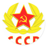 cccp ussr hammer and sickle emblem round sticker